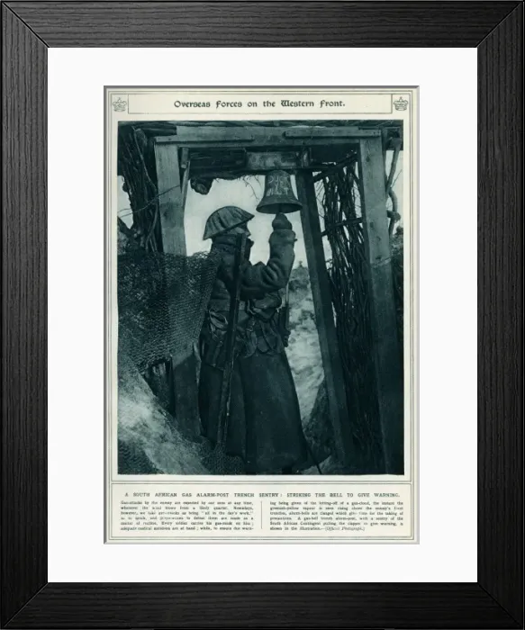 Framed Print : South African gas alarm post trench sentry, 1917 Framed Print : South African gas alarm post trench sentry, 1917
