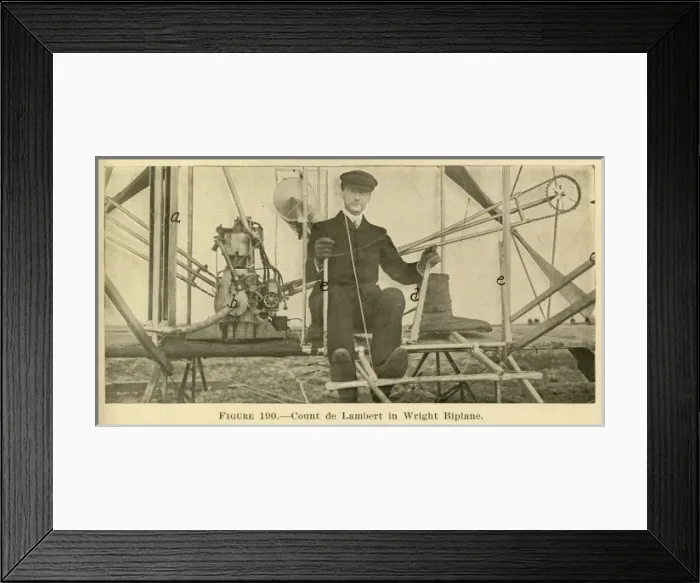 Framed Print : Count de Lambert in Wright biplane