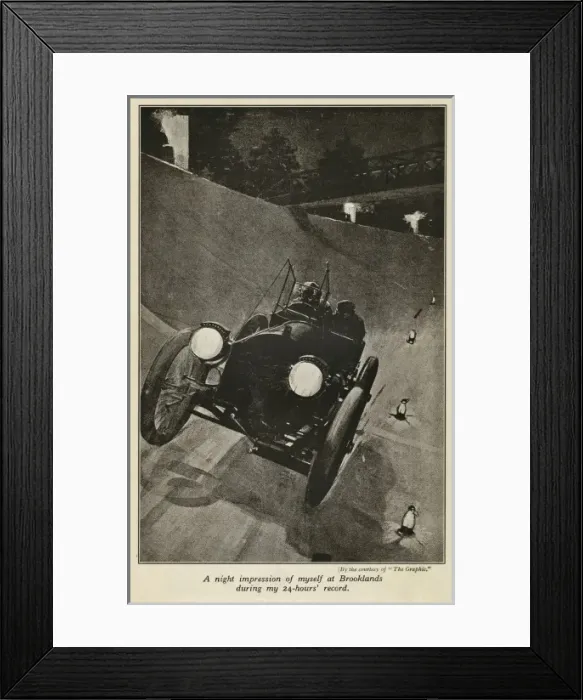 Framed Print : S F Edge at Brooklands during his 24 hours record