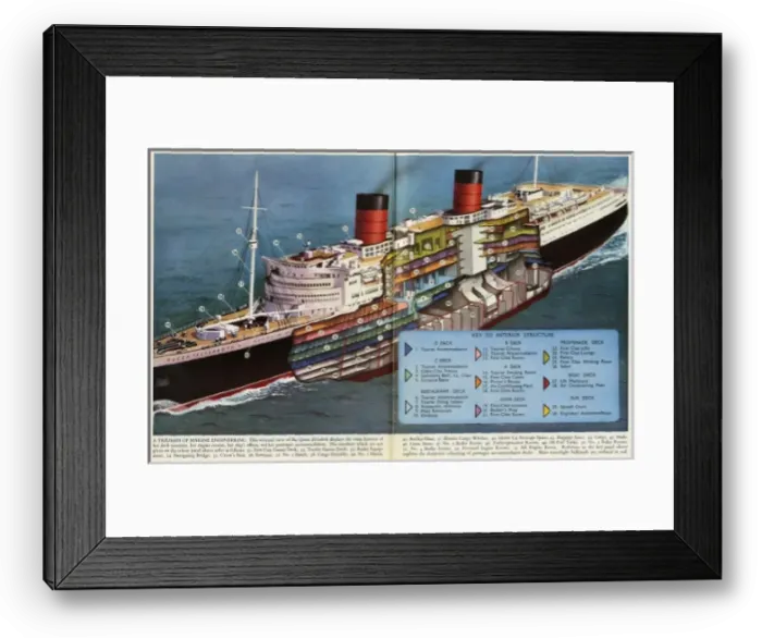 Framed Print : Sectional view of the Queen Elizabeth Framed Print : Sectional view of the Queen Elizabeth