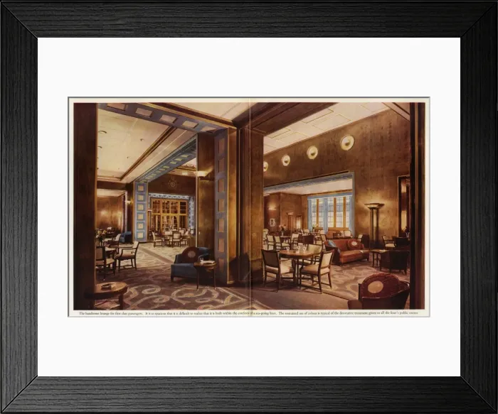 Framed Print : Queen Elizabeths first class passenger lounge Framed Print : Queen Elizabeths first class passenger lounge