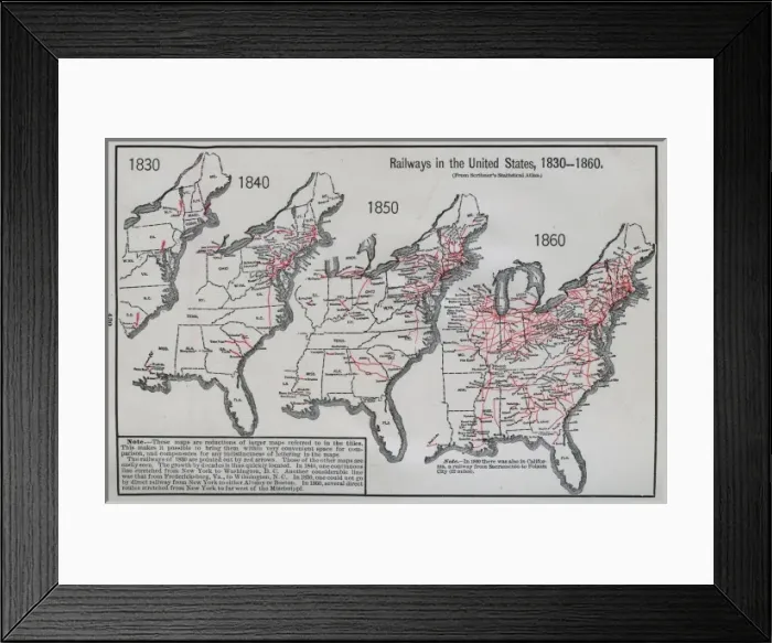 Framed Print : Railways in the United States, 1830 to 1860 Framed Print : Railways in the United States, 1830 to 1860