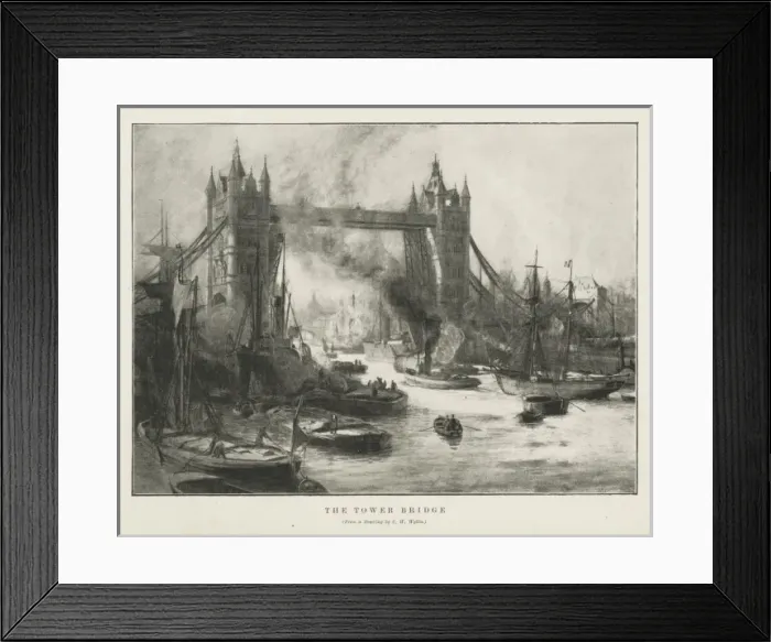 Framed Print : The Tower Bridge, from a drawing by C W Wyllie Framed Print : The Tower Bridge, from a drawing by C W Wyllie