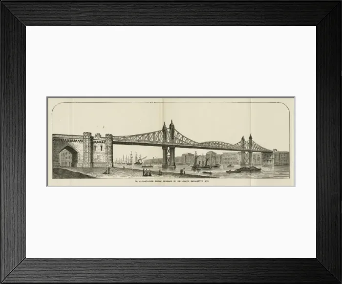 Framed Print : Design for Tower Bridge by Joseph Bazalgette Framed Print : Design for Tower Bridge by Joseph Bazalgette