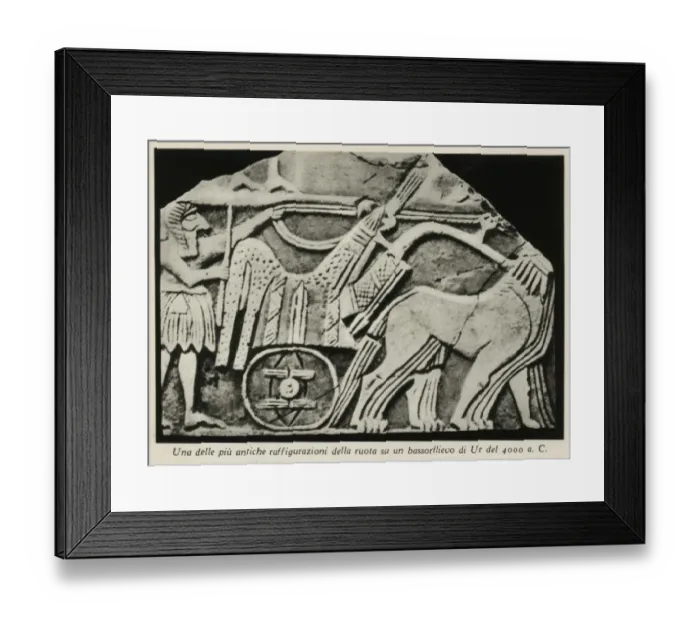 Framed Print : Depictions of the wheel on a bas-relief at Ur Framed Print : Depictions of the wheel on a bas-relief at Ur