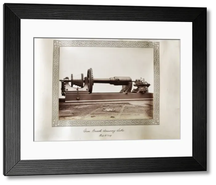 Framed Print : Gun breech screwing lathe Framed Print : Gun breech screwing lathe