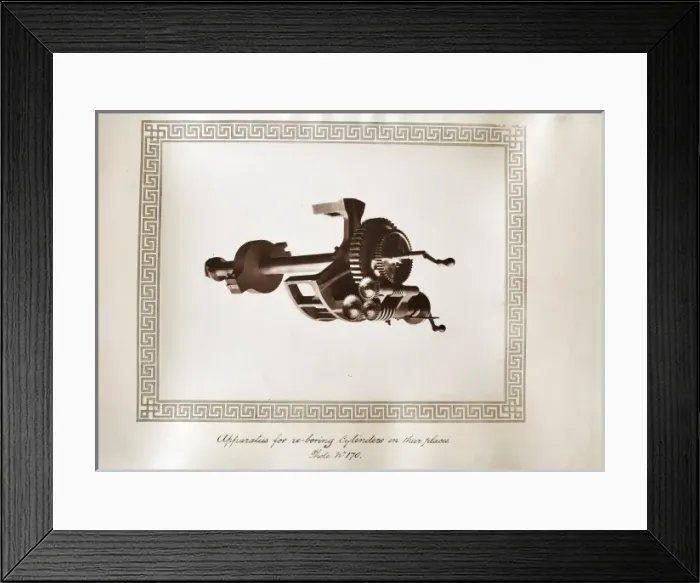 Framed Print : Apparatus for re-boring cylinders in their places Framed Print : Apparatus for re-boring cylinders in their places