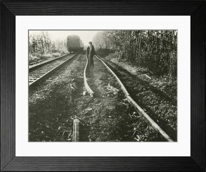 Framed Print : Section of track after a derailment Framed Print : Section of track after a derailment