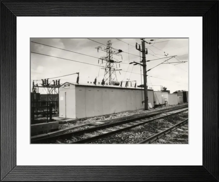 Framed Print : 25kV feeder station with electricity overheads and tracks Framed Print : 25kV feeder station with electricity overheads and tracks