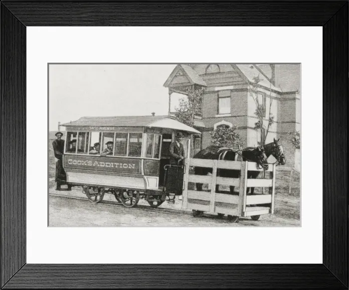 Framed Print : Horse-drawn tramway on steep descent Framed Print : Horse-drawn tramway on steep descent
