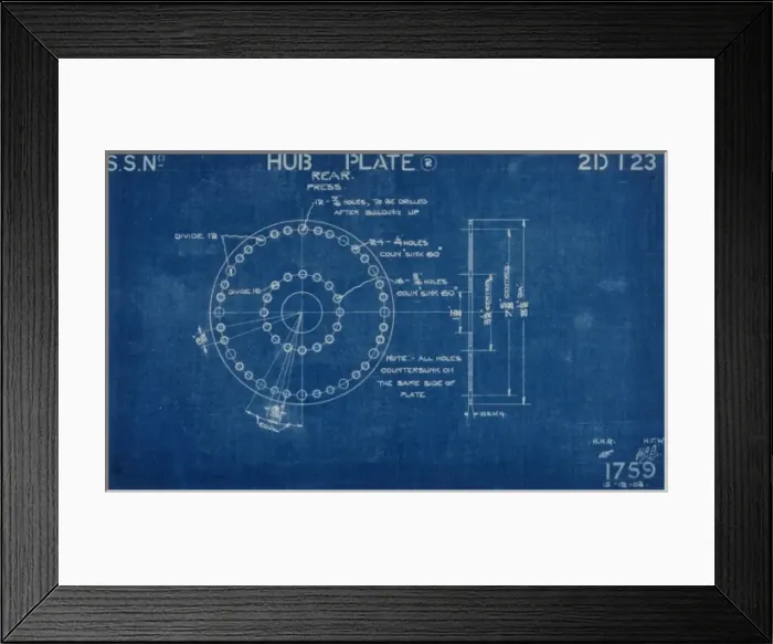 Framed Print : Lanchester blueprint Framed Print : Lanchester blueprint