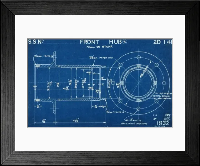 Framed Print : Lanchester blueprint Framed Print : Lanchester blueprint