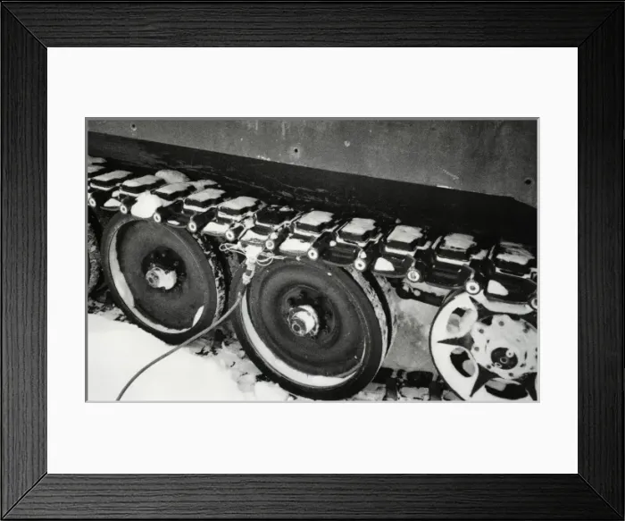 Framed Print : Tracked vehicles on snow - test Framed Print : Tracked vehicles on snow - test