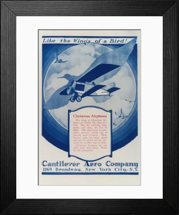 Framed Print : Advertisment for a Christmas aeroplane Framed Print : Advertisment for a Christmas aeroplane