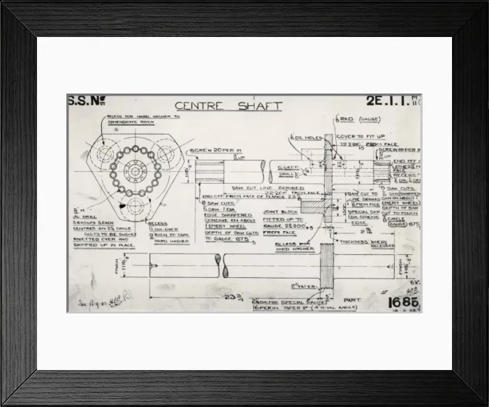 Framed Print : ?Centre shaft? ? Lanchester drawing Framed Print : ?Centre shaft? ? Lanchester drawing