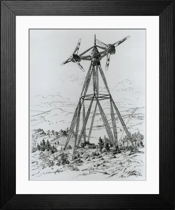 Framed Print : Battery of wind turbines in an electric power system Framed Print : Battery of wind turbines in an electric power system