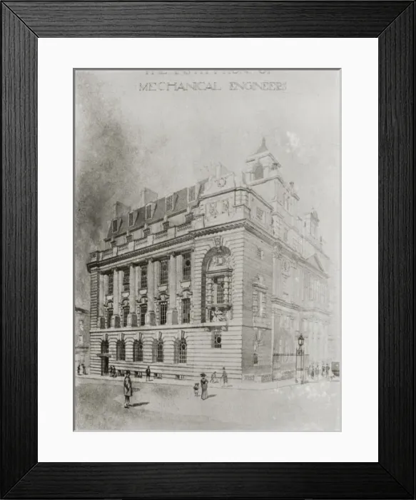 Framed Print : IMechE: architectural design for new wing of building Framed Print : IMechE: architectural design for new wing of building