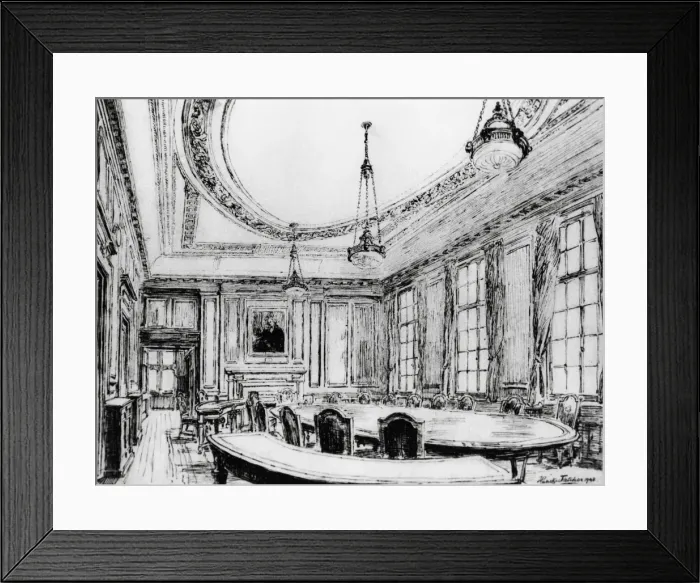 Framed Print : IMechE council room, etching by Fletcher Framed Print : IMechE council room, etching by Fletcher