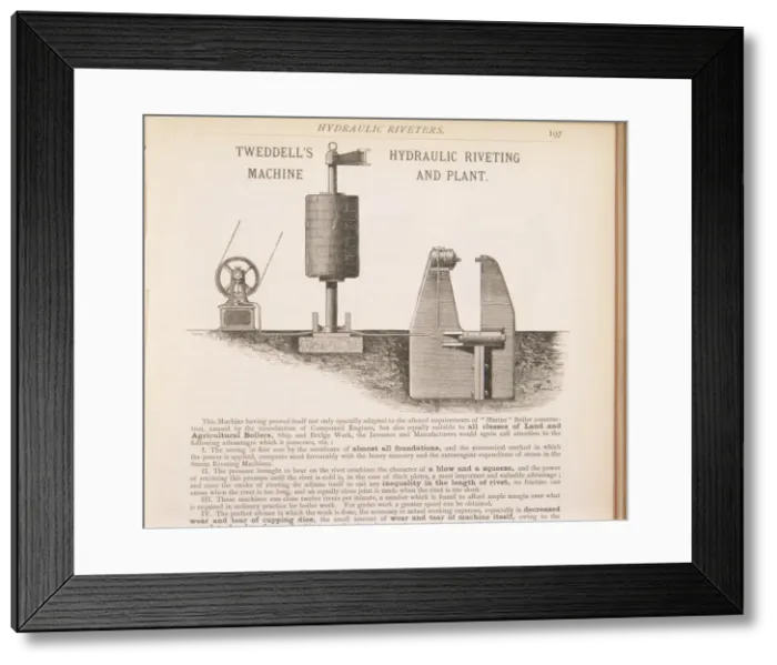 Framed Print : Tweddell?s machine; hydraulic riveting machine Framed Print : Tweddell?s machine; hydraulic riveting machine