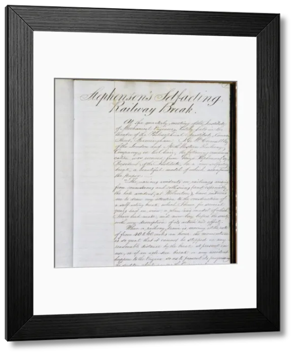 Framed Print : Stephenson?s self-acting railway break