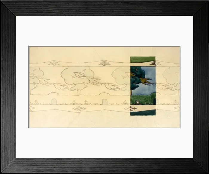 Framed Print : Design for frieze with birds and trees Framed Print : Design for frieze with birds and trees