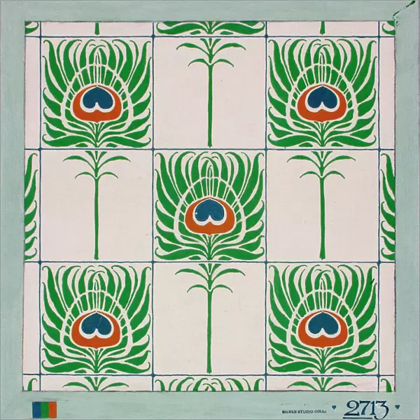 Design for wallpaper with peacock feathers