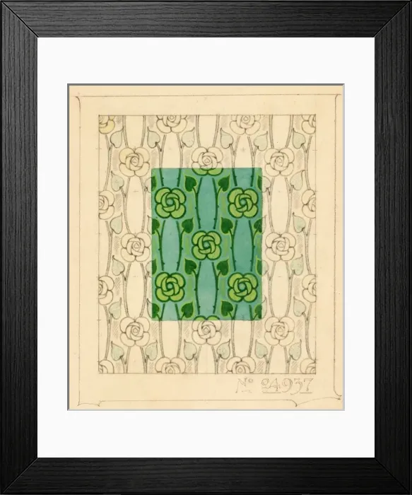 Framed Print : Design for woven textile with flowers Framed Print : Design for woven textile with flowers