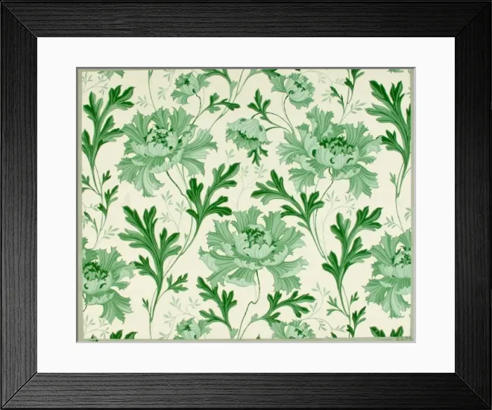 Framed Print : Design for Wallpaper with green flowers Framed Print : Design for Wallpaper with green flowers