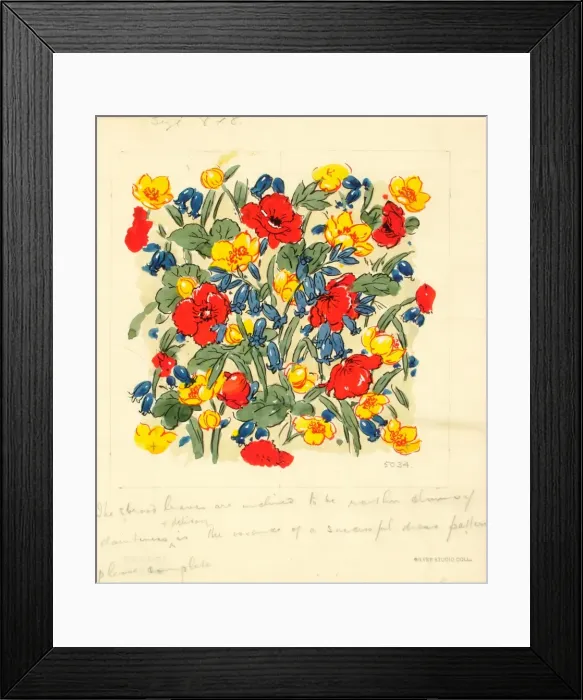 Framed Print : Design for Dress silk or print with flowers Framed Print : Design for Dress silk or print with flowers