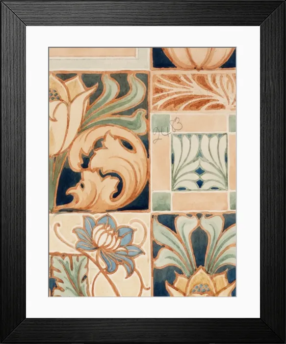 Framed Print : Design for Wallpaper with flowers and leaves Framed Print : Design for Wallpaper with flowers and leaves