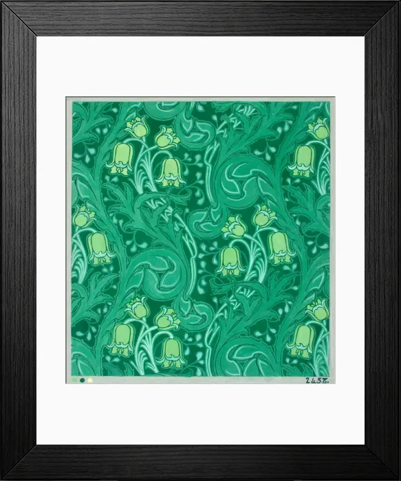 Framed Print : Design for Wallpaper with green flowers Framed Print : Design for Wallpaper with green flowers