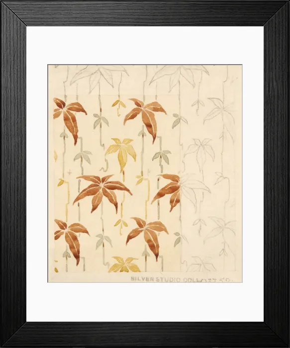 Framed Print : Design for dress silk or print with leaf pattern Framed Print : Design for dress silk or print with leaf pattern