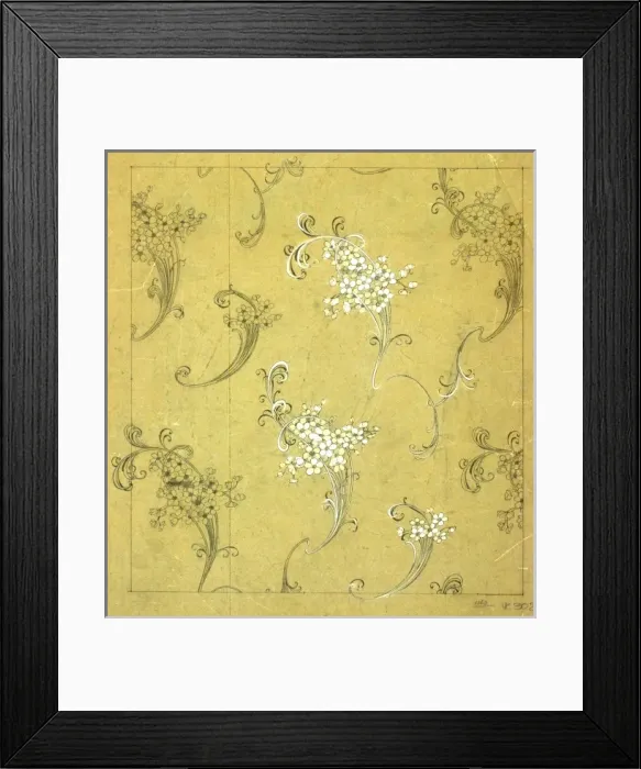 Framed Print : Design for printed textile with white flowers Framed Print : Design for printed textile with white flowers