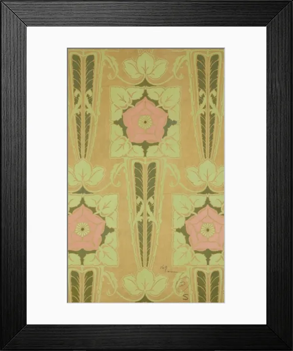 Framed Print : Design for woven textile with flowers Framed Print : Design for woven textile with flowers