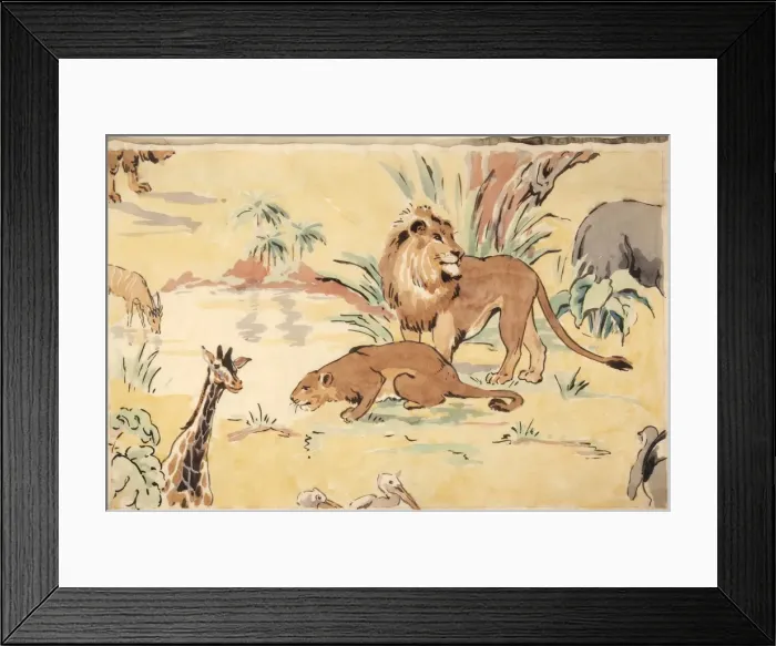 Framed Print : Design for printed textile with animals Framed Print : Design for printed textile with animals
