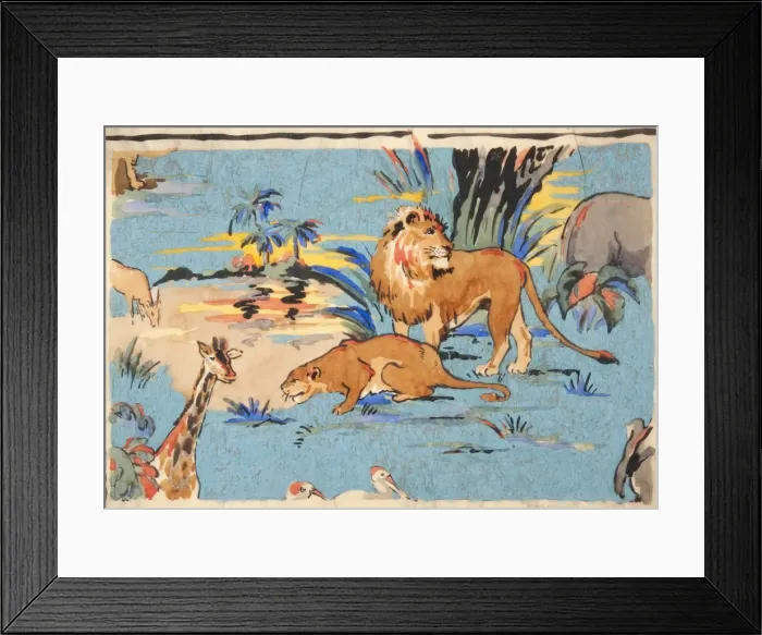 Framed Print : Design for printed textile with animals Framed Print : Design for printed textile with animals