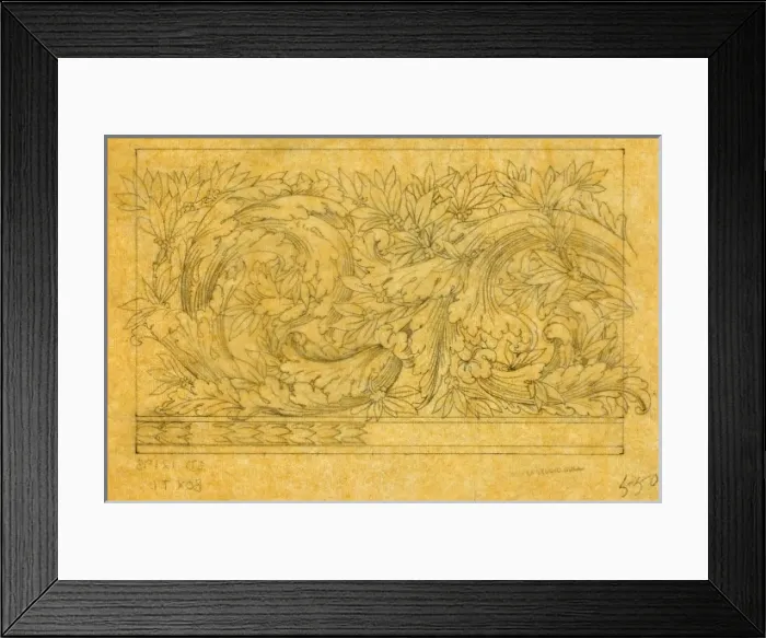 Framed Print : Design for carpet border with leaves Framed Print : Design for carpet border with leaves