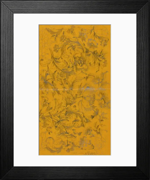 Framed Print : Design for carpet filling with leaves and flowers Framed Print : Design for carpet filling with leaves and flowers
