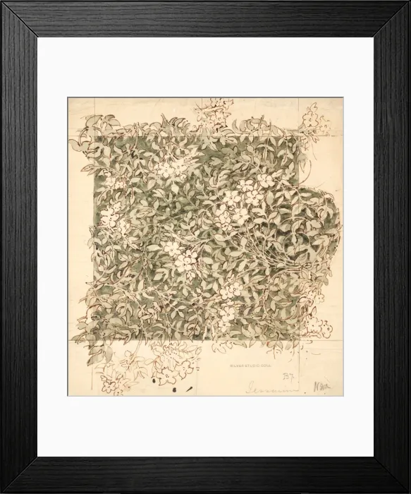 Framed Print : Design with white flowers Framed Print : Design with white flowers