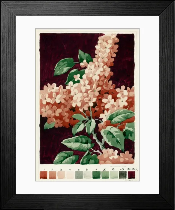 Framed Print : Design for printed textile with pink flowers Framed Print : Design for printed textile with pink flowers