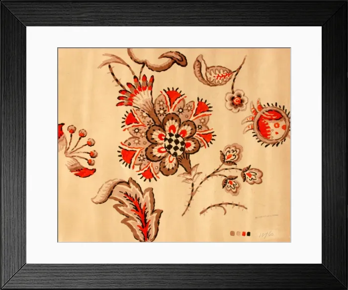 Framed Print : Design for textile with stylised flower Framed Print : Design for textile with stylised flower