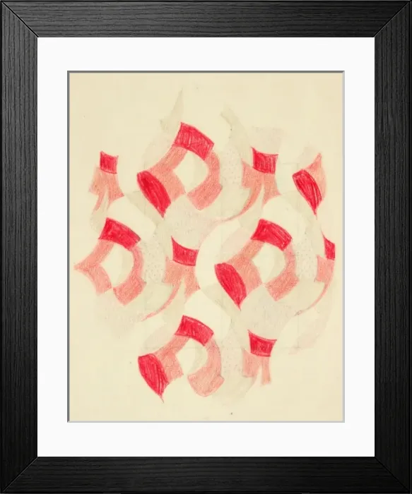 Framed Print : Design for woven textile in red and pink Framed Print : Design for woven textile in red and pink