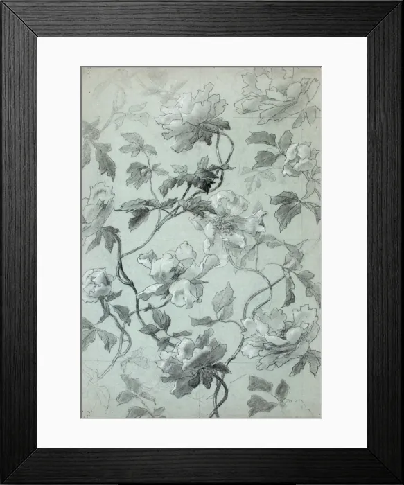 Framed Print : Design with white flowers Framed Print : Design with white flowers