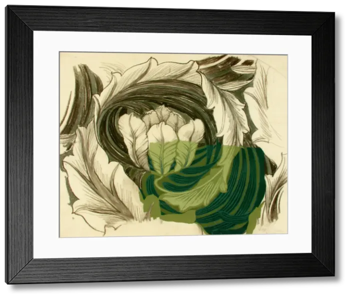 Framed Print : Design with green leaves Framed Print : Design with green leaves