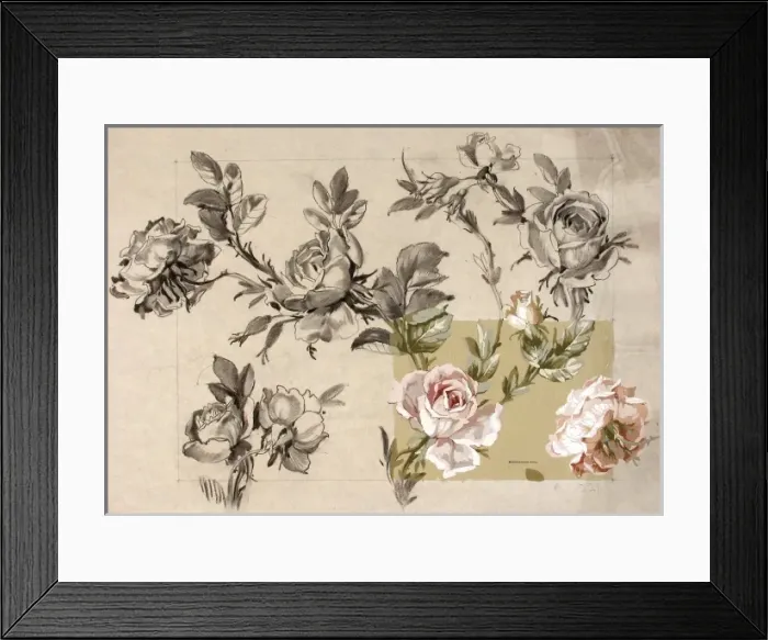 Framed Print : Design with pink roses Framed Print : Design with pink roses
