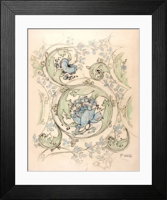 Framed Print : Design with blue flowers Framed Print : Design with blue flowers