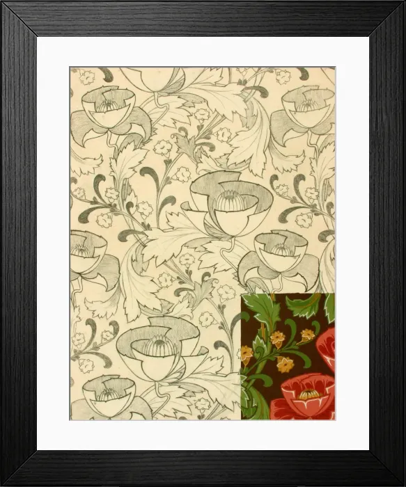 Framed Print : Design with stylised red flowers Framed Print : Design with stylised red flowers