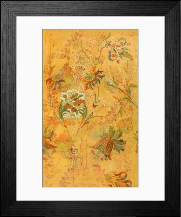 Framed Print : Design with flowers in mosaic style Framed Print : Design with flowers in mosaic style