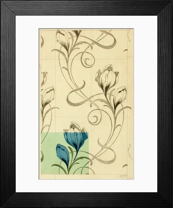Framed Print : Design with blue flowers Framed Print : Design with blue flowers