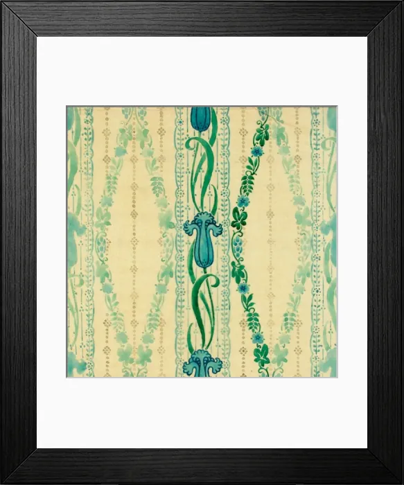 Framed Print : Design for textile or wallpaper in blue and green Framed Print : Design for textile or wallpaper in blue and green